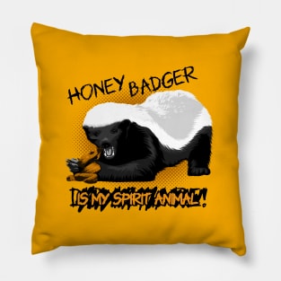 Honey Badger Meme, dark text Pillow