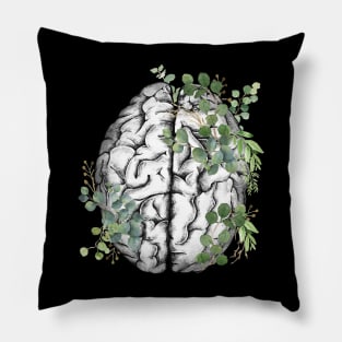 Brain human anatomy,leaves green, mental Pillow