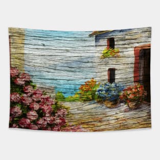 Tavern seaside wood poster Tapestry