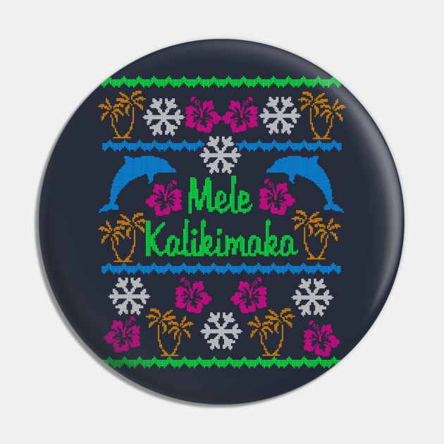 Hawaiian Mele Kalikimaka Ugly Christmas Sweater Party Shirt Pin by TeeCreations