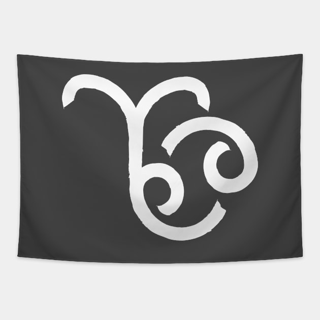 Aries and Cancer Double Zodiac Horoscope Signs (White) Tapestry by Zodiafy