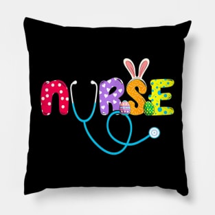 Stethoscope  Nurse Life Easter Day Cute Bunny With Eggs Pillow