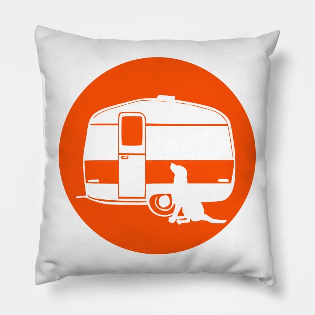 ALL YOU NEED A DOG A CARAVAN ORANGE Pillow by MarniD9