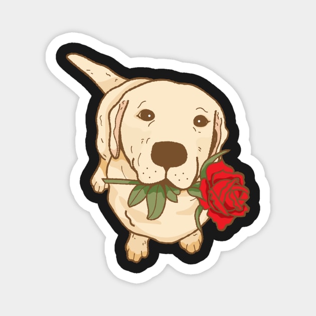 Golden Labrador with flower Magnet by elhlaouistore