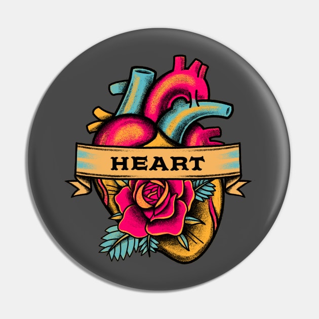 Heart Floral Tattoo Pin by JETBLACK369