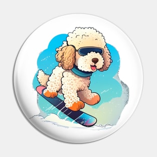 Plant a Tree and Look Stylish - Poodle Snowboarding Design Pin