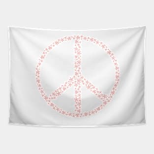 Floral Peace Sign - Pastel Blush Pink Tapestry