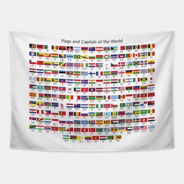 Flags and Capitals of the World HB Tapestry by YooY Studio