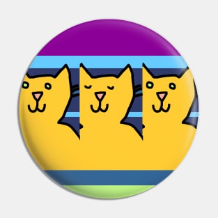 Blinking Yellow Cats on Stripes Pin