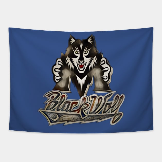 Madison Black Wolf Baseball Tapestry by Kitta’s Shop