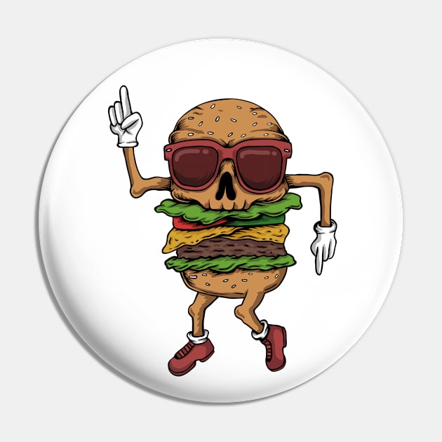 Skull Burger dancing Pin by Mako Design 