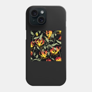 Gloriosa - red-orange on black Phone Case