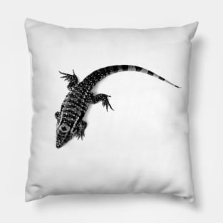 Black and White Tegu Lizard Pillow