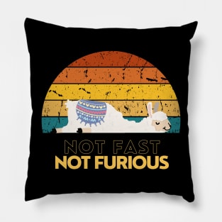 Not Fast Not Furious Lama Retro Pillow