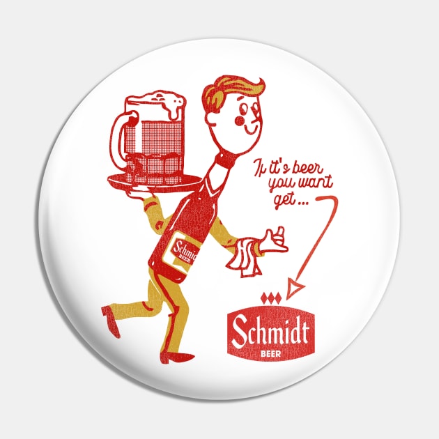 Schmidt Beer Man Retro Defunct Breweriana Pin by darklordpug