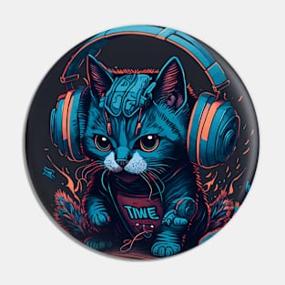 Dj Cat -illustration artwork Pin