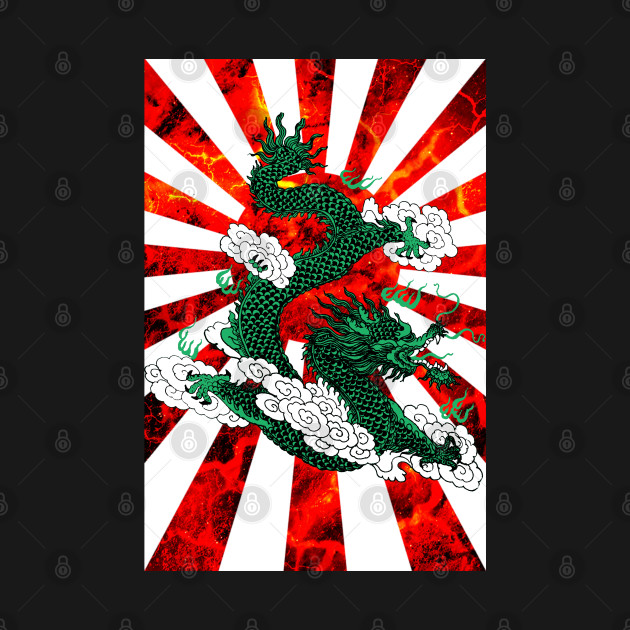 Discover Japan Rising Sun Green Dragon - Rising Sun Flag - T-Shirt