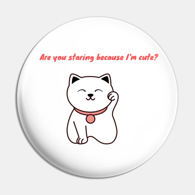 Why Are you looking at my cat Pin by Bubbly Tea