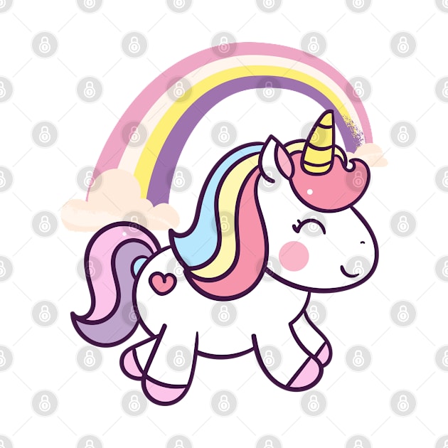 Cute Unicorn With Rainbows by teezeedy