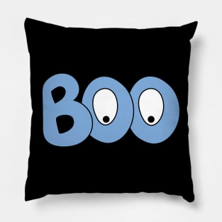 BOO text art cartoon eyes blue bubble letters Pillow