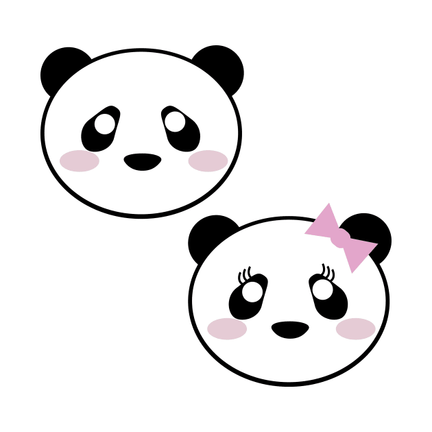 Kawaii Panda He She Boy Girl Cute sweet by kristinedesigns