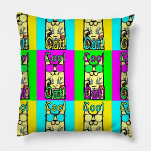 Cats,graffiti,urban,tattoo,tattoos,graphic,vintage,sticker,retro,punk,metal Pillow