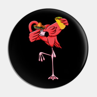 Dabbing Flamingo With Taco Funny Cinco De Mayo Pin