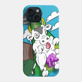 Cow abducted by a flaying saucer with lasers Phone Case