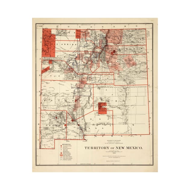 Vintage Map of New Mexico (1882) by Bravuramedia