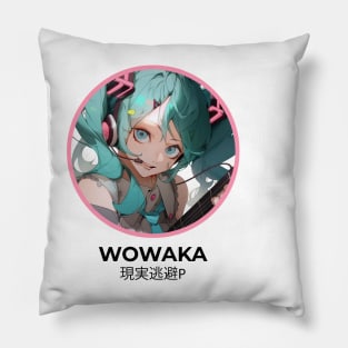 Hatsune miku wowaka ver Illustration with guitar Pillow