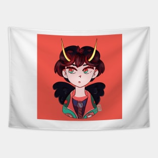 Black wings demon girl Tapestry