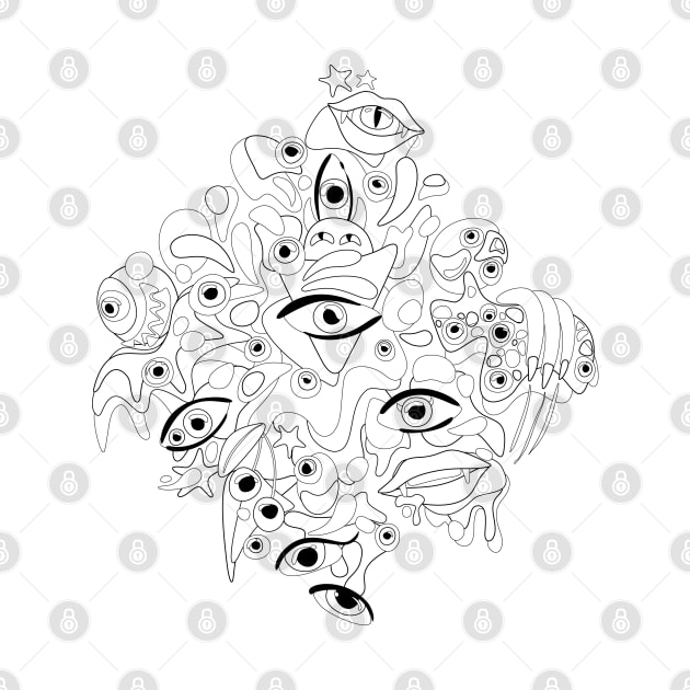 Psyhodelical Pattern with Thousand Eyes Looking Into the Soul, Vampire and Witchcraft Vibes by lissantee