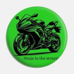 Ninja In The Streets Motorbike Black Work Minimalist Ink Pin