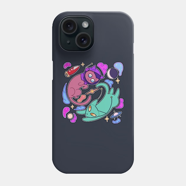 Space Cat and Alien Cat Phone Case by n0r4g4m4-shop