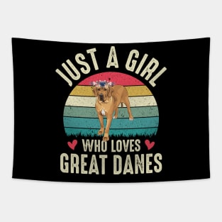 Just A Girl Who Loves Great Danes Cute Great Dane Puppy Dog Lover Tapestry