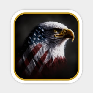 Patriotic American Flag Bald Eagle Magnet