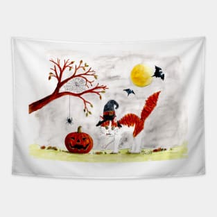 Cat Carrot celebrates Halloween Tapestry