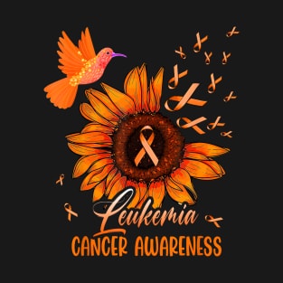 Hummingbird Orange Sunflower Leukemia Cancer Awareness T-Shirt