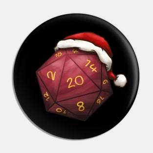 Christmas D20 Dice Red Pin