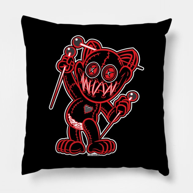 VooDoo Kitty Cat in black and red Pillow by eShirtLabs