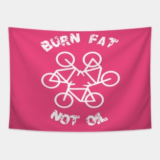 Burn Fat Not Oil Recycle Code Parody White Graphic Tapestry