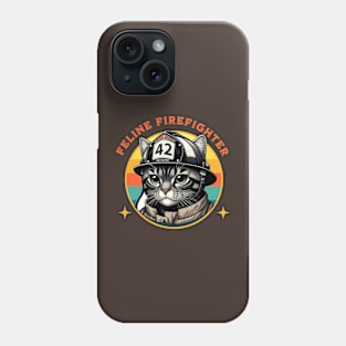 Retro Firefighter Cat - Vintage Heroic Feline Phone Case