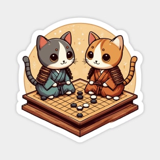 Kawaii cat samurais go board game baduk Magnet