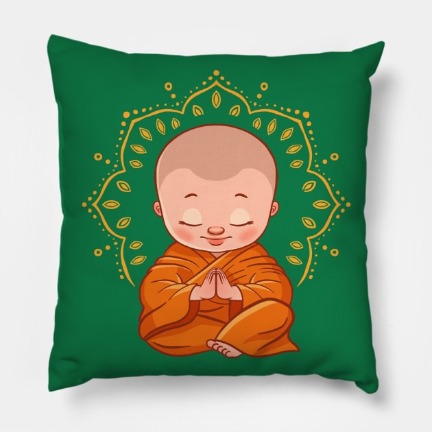 Cute Buddha Lotus Flower Mandala Yoga Lover Buddhist Gift Pillow by basselelkadi