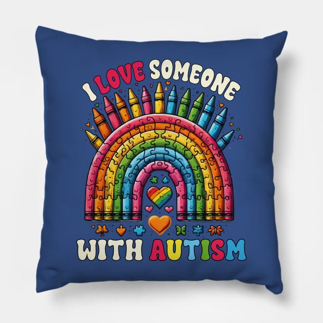 I Love Someone With Autism Awareness SPED Teacher ADHD Funny Pillow by JUST PINK