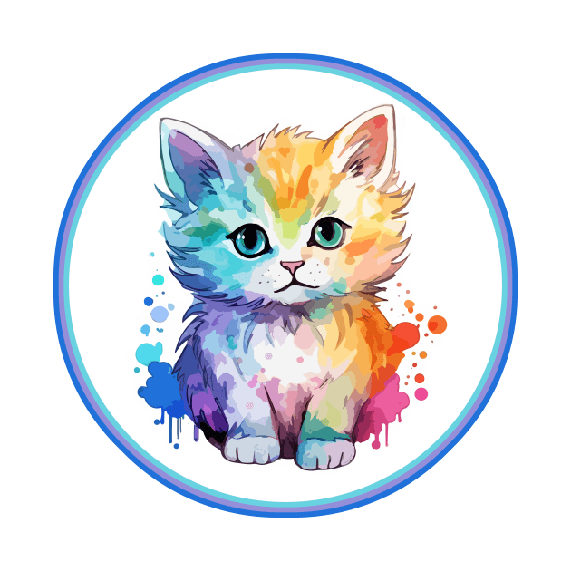 Cute Fluffy Painted Kitten with bright colors by dlinca