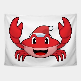 Crab Christmas Santa hat Tapestry