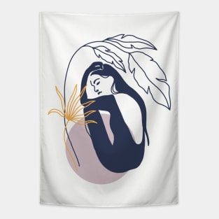 Summer Women Leaf Illustrations Tapestry