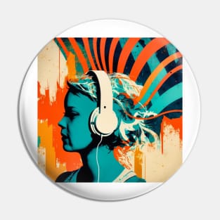 Excessivism Art White Woman Listening Music Lover Throw Pin