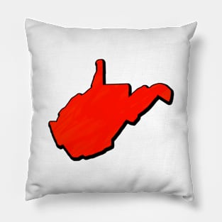 Bright Red West Virginia Outline Pillow